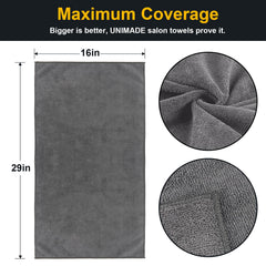 UNIMADE lot de 24 serviettes grises en microfibre, douceur et performance.