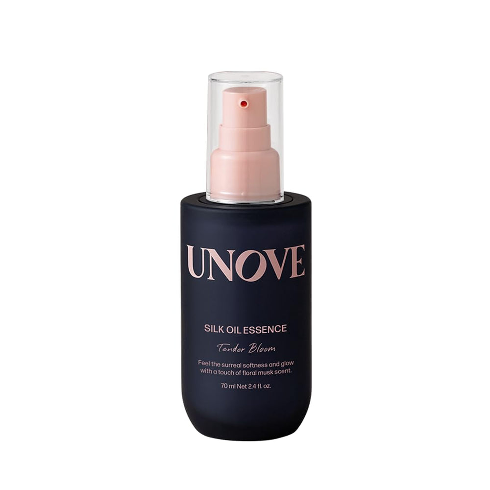 UNOVE Silk Oil Essence – versement de l’huile nourrissant les longueurs.