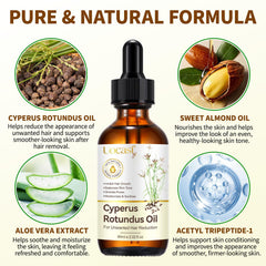 Application sur peau avec l'huile Uocasi Cyperus Rotundus après épilation pour plus de confort.