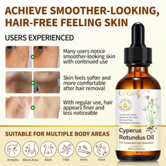 Peau plus lisse après utilisation de l'huile Uocasi Cyperus Rotundus.