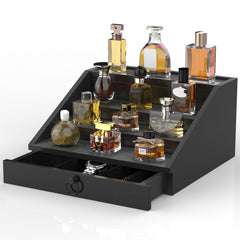 Upcessory organisateur de parfums bois noir 4 niveaux pour un affichage pratique.