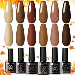 UR SUGAR ensemble vernis gel brun, six couleurs polyvalentes pour automne et hiver.