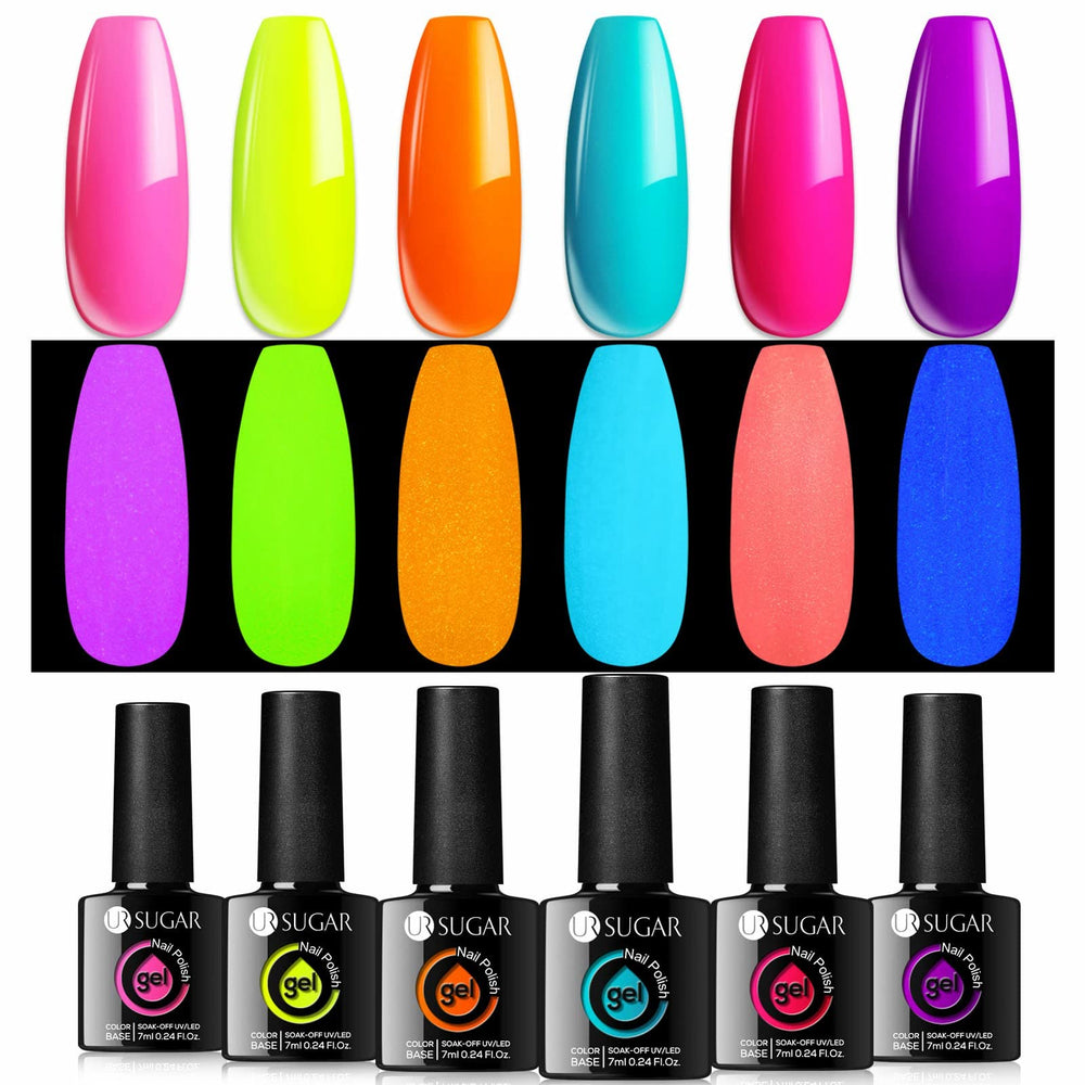 UR SUGAR Glow in the Dark pink neon polish for bold Halloween nails.