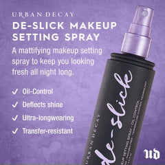 URBAN DECAY De-Slick brume microfine pour une peau plus nette et mate.