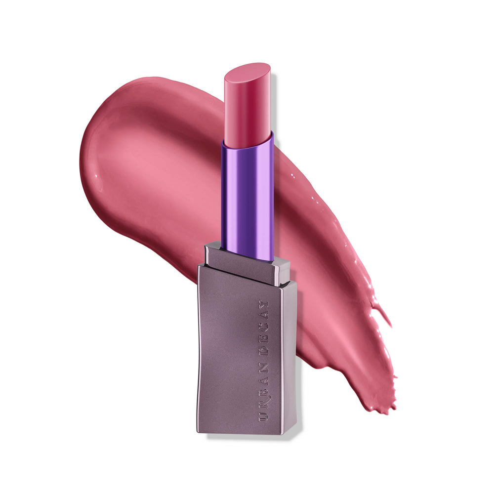 URBAN DECAY Vice Hydrating Lipstick swatch in sheer mauve pink with long-wearing shine.
