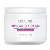 Crème Urea Labs 10% dans sa bouteille, hydratation pratique pour la routine quotidienne.