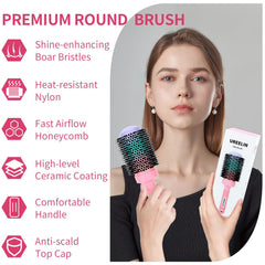 Brosse ronde UREELIN, poils sanglier et nylon, démêlage doux et efficace.