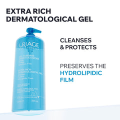 Mousse fraîche du gel douche Uriage sur peau sensible.