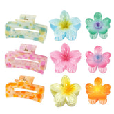 Clip cheveux Urrykid fleurs hawaïennes rose, maintien sûr pour cheveux épais.