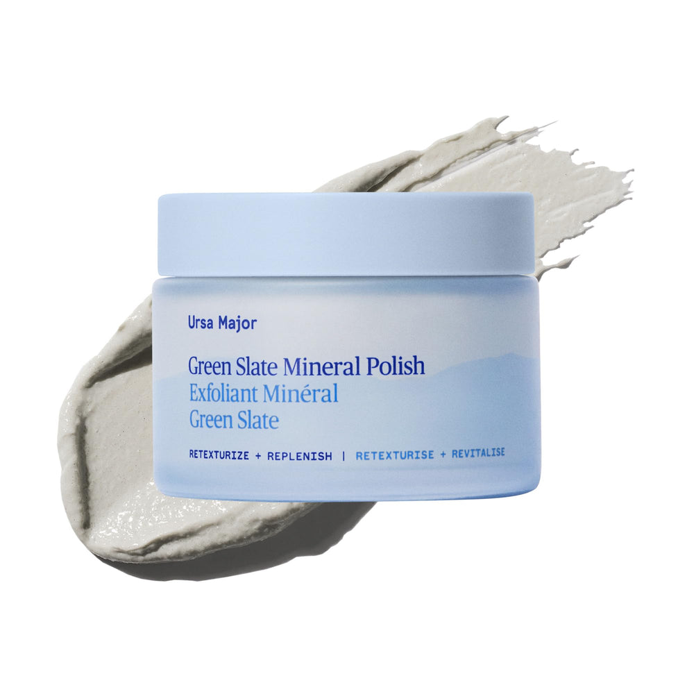 Ursa Major Green Slate Polissage Visage pour peau plus lisse et lumineuse.