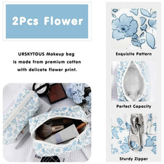 URSKYTOUS design fleuri, pochette compacte pour ranger pinceaux et produits beauté.