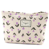 Sac URSKYTOUS avec motif florale corduroy violet, idéal pour ranger maquillage en voyage