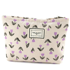 Sac URSKYTOUS avec motif florale corduroy violet, idéal pour ranger maquillage en voyage