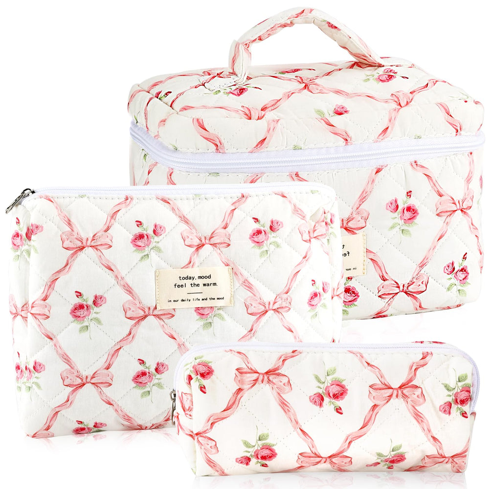 URSKYTOUS trousse maquillage matelassée ensemble 3 pièces, idéale pour voyage et rangement