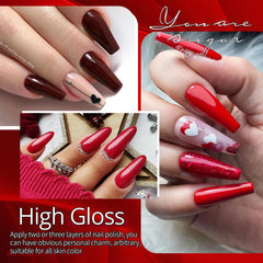 UR SUGAR Coffret cadeau vernis gel rouge : présentation élégante prête à offrir.
