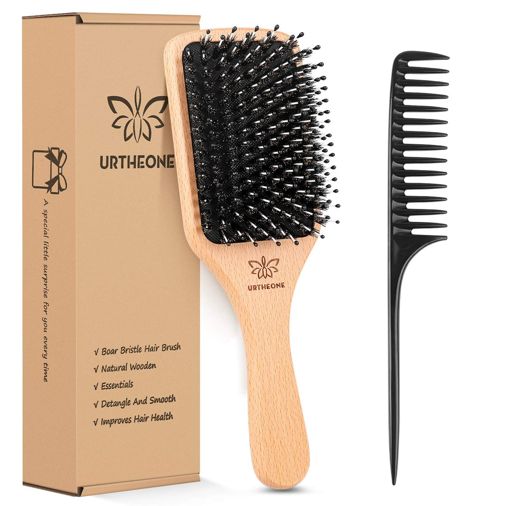 URTHEONE brosse avec poils de sanglier et surface paddle pour démêler en douceur