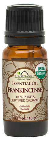 US Organic huile essentielle d’encens Boswellia serrata, bouteille 10 ml, diffusion chaleureuse.