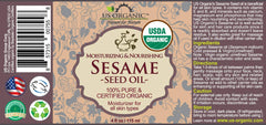 US Organic huile sésame ambre etiquette-usda, certification fiable