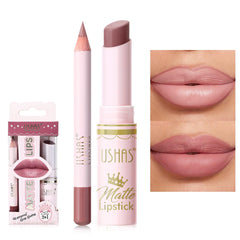 USHAS rouge à lèvres et crayon 2 en 1, double embout pour précision du contour.