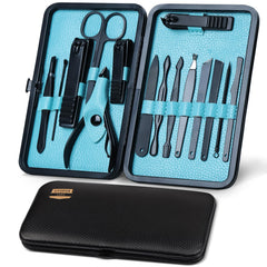 Coffret Utopia Care manucure seize-pieces portable pour voyage pratique.