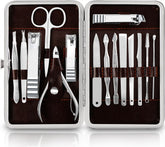 Kit manucure Utopia Care 16 pièces dans une trousse argentée, pratique en voyage