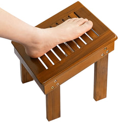 UTOPLIKE tabouret douche teck pied incline, parfait pour le rasage des pieds.