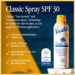 VACATION Classic Spray SPF30 : l'arôme coco-banane évoque une escapade rafraîchissante