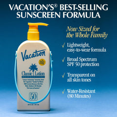 Texture légère VACATION Classic SPF50 qui s’étale sans effort