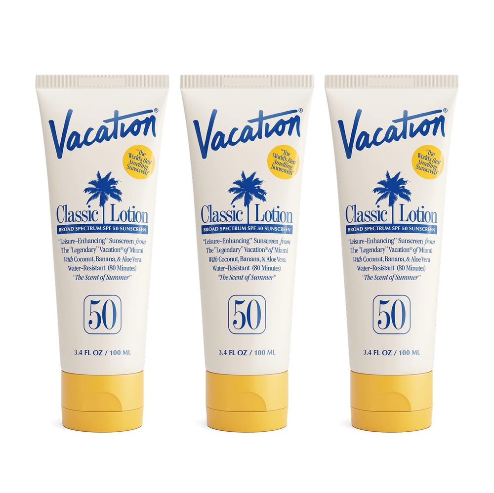 VACATION lotion solaire Classic SPF50, flacon voyage, protection pratique en déplacement