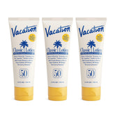 VACATION lotion solaire Classic SPF50, flacon voyage, protection pratique en déplacement