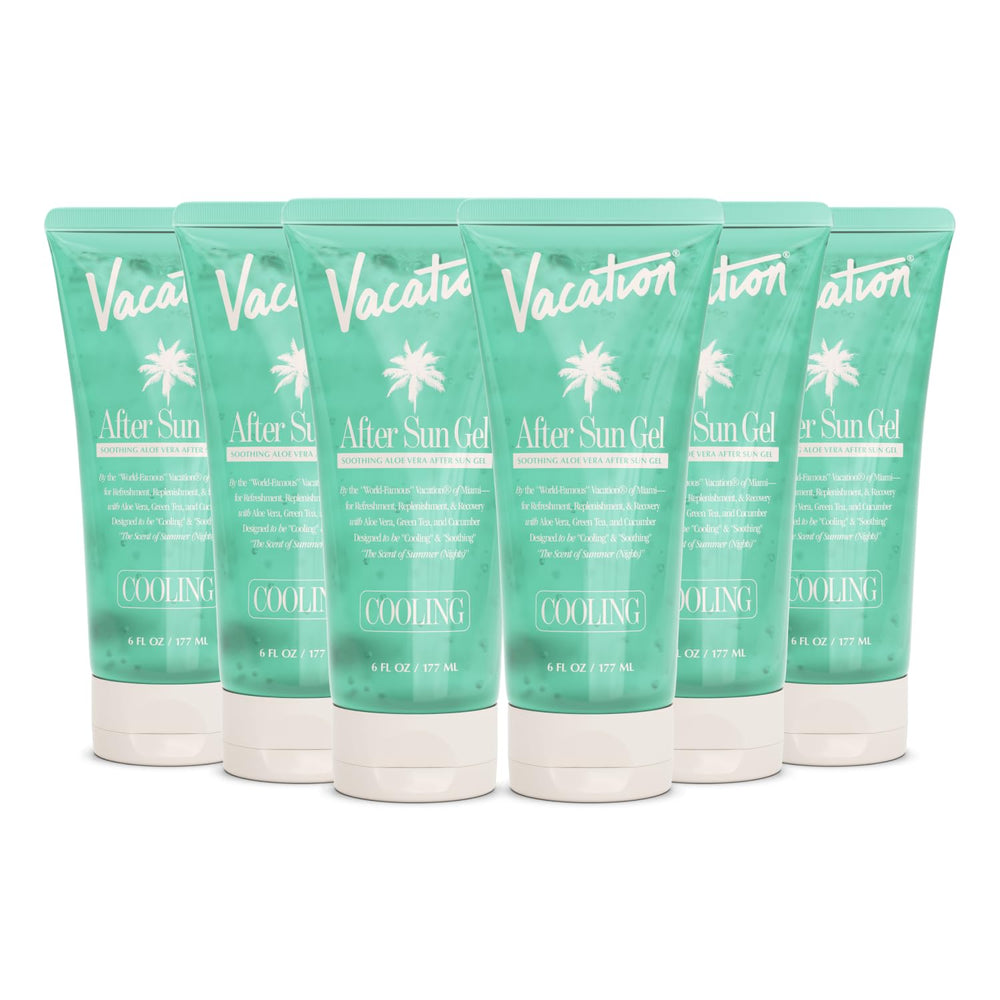 VACATION Mini Apres Soleil Gel, bouteille 30 ml, apaise rapidement après exposition.