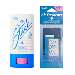 VACATION Super Stick SPF45 sur le visage, application pratique.
