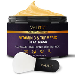 VALITIC masque argile vitamine C curcuma: éclat amélioré et taches atténuées.