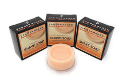 Van Der Hagen Deluxe Shave Soap 3-pack packshot showing the classic puck trio for easy value
