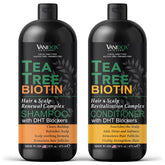 Shampoing VANIDOX arbre-thé – bouteille prête pour un soin capillaire frais.