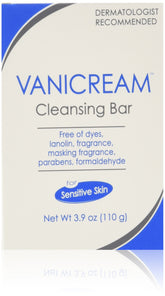 Vanicream barre nettoyante sans parfum pour peau sensible, douceur et propreté.