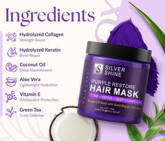 Couleur violet du masque VANIDOX et tonalisation douce des cheveux.
