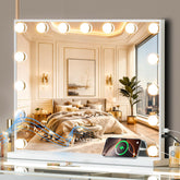 Miroir VANITII GLOBAL avec ampoules, reflet net pour maquillage précis.