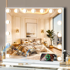 Miroir VANITII GLOBAL avec ampoules, reflet net pour maquillage précis.