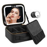 VANMRIOR sac maquillage voyage avec miroir LED intégré pour retouches faciles.