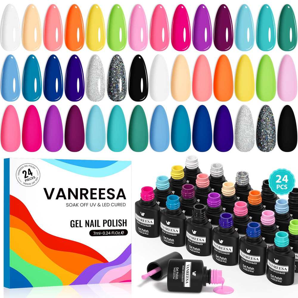 VANREESA kit vernis gel 24 pièces pour des manucures à domicile.