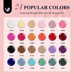 VANREESA palette couleurs gel vernis 24 teintes pour créer des styles variés.