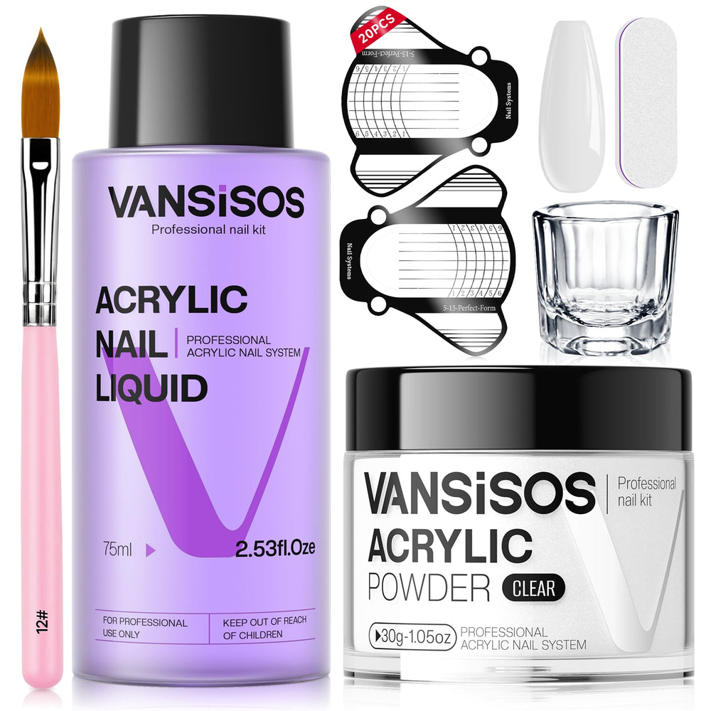 VANSISOS kit ongles acryliques – poudre claire et liquide prêts à usage