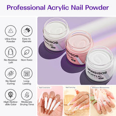 VANSISOS poudre acrylique couleurs variées – effet clair et travail en perles facilité.