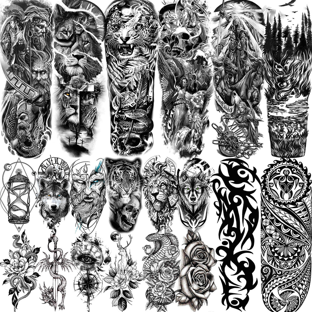 Tatouage temporaire VANTATY bras entier, apparence audacieuse et éphémère pour soirée costumée.