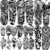 Tatouage temporaire VANTATY bras entier, apparence audacieuse et éphémère pour soirée costumée.