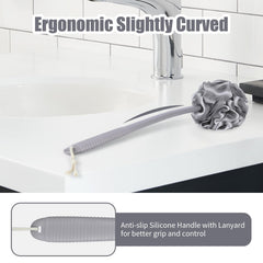VANZAVANZU Loofah manche ergonomique pour atteindre zones difficiles.