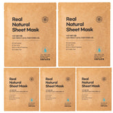 Varuza Real Natural Sheet Mask emballage bleu et ampoule, hydration nourrissante.