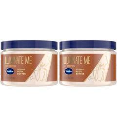 Vaseline Illuminate Me en pot, texture mousse légère pour hydratation rapide.