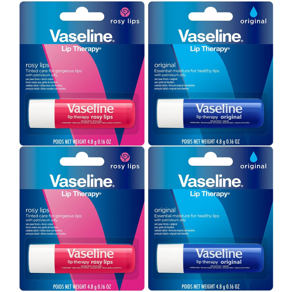 Pack Vaseline Lip Therapy quatre pièces prêt à emporter pour lèvres hydratées
